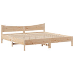 ZNTS Bed Frame with Headboard 180x200 cm Super King Solid Wood Pine 3306294