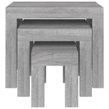 ZNTS Nesting Coffee Tables 3 pcs Grey Sonoma Engineered Wood 815985