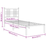 Metal Bed Frame without Mattress with Footboard Black 75x190cm 376332