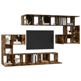 10 Piece TV Cabinet Set Smoked Oak Engineered Wood 3120305