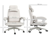 Linen-Look Office Chair, with 160&deg Reclining Back and Footrest - White T3398P342397