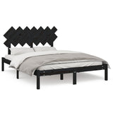 Bed Frame without Mattress Black 140x190 cm Solid Wood 3104852