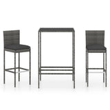 Garden Bar Set Grey PE rattan, powder-coated steel, tempered glass 3095415