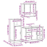 3 Piece Bathroom Furniture Set Smoked Oak Engineered Wood 3300992