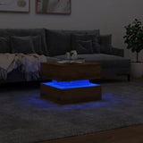 ZNTS Coffee Table with LED Lights Artisian Oak 50x50x40 cm 857717