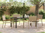 Garden Dining Set with Cushion 5 pcs Beige Poly Rattan 3379718
