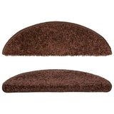 Stair Mats 15 pcs 56x17x3 cm Brown Half Round 133895