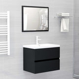 Sink Cabinet with Built-in Basin Black Engineered Wood 3071541