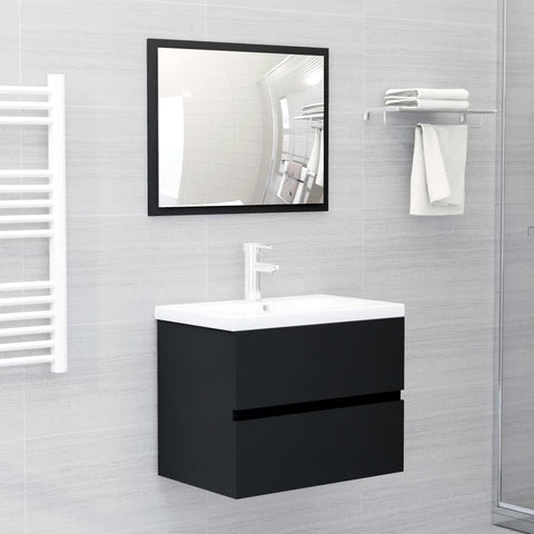 ZNTS Bathroom Furniture Set Black Engineered Wood 3071676