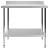 Kitchen Work Table with Backsplash 100x60x93 cm Stainless Steel 51189