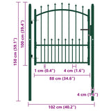 Fence Gate with Spikes Steel 100x100 cm Green 146393