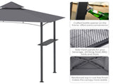 2.5M New Double-Tier BBQ Gazebo Grill Canopy Barbecue Tent Shelter Patio Deck Cover - Grey T3398P318562