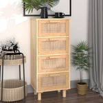 ZNTS Sideboard Brown 40x30x90 cm Solid Wood Pine and Natural Rattan 345644