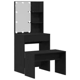 LED Dressing Table Set 2 pcs Black Oak Engineered Wood 3333069