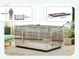 Foldable Dog Crate with 2 Doors with Tray, Soft Cushion, for Extra and Large Dogs, 105 x 70 x 75, T3398P376675