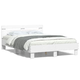 Bed Frame with LED without Mattress White 120x190 cm Small Double 3207574