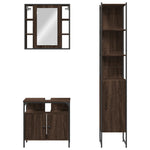 ZNTS 3 Piece Bathroom Cabinet Set Brown Oak Engineered Wood 3214739