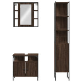ZNTS 3 Piece Bathroom Cabinet Set Brown Oak Engineered Wood 3214739