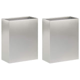 Garden Planter 2 pcs Silver 40 x 20 x 50 cm Stainless Steel 8005423