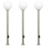 Bollard Lights with Sensor&Outlet 3 pcs 120 cm Stainless Steel IP44 4006110