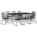 9 Piece Garden Dining Set Black PVC Rattan 3099220