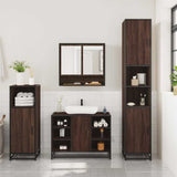3 Piece Bathroom Furniture Set Brown Oak Engineered Wood 3301004
