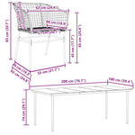 7 Piece Garden Dining Set Black Poly Rattan Glass 3334490