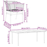 7 Piece Garden Dining Set Black Poly Rattan Glass 3334490