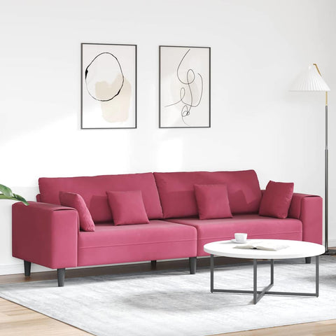 Velvet Sofa with Cushion Wine Red 208 cm Velvet 3335157