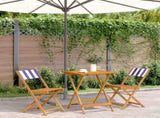 3 Piece Bistro Set Blue and White Fabric and Solid Wood 3281765