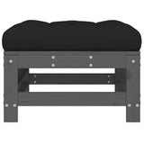 Garden Footstools with Cushions 2pcs Grey Solid Wood Pine 825697