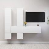 7 Piece TV Cabinet Set White Engineered Wood 3078718