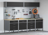 Work Cabinet Set 10 pcs Black Steel and Engineered Wood 3321492