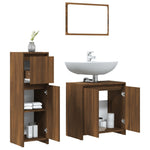 ZNTS 3 Piece Bathroom Furniture Set Brown Oak Engineered Wood 3143933