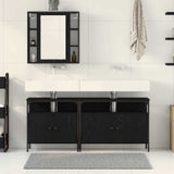 Bathroom Vanity Units with Shelf 3 pcs Black Engineered wood 3334399