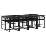 9 Piece Garden Dining Set with Cushions Black Poly Rattan 3295025