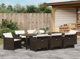 Garden Dining Set 9 pcs Brown Poly Rattan 3380604