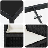 Garden Dining Set with Cushion Folding 5 pcs Black Poly rattan 3379941