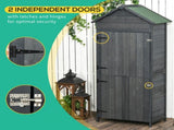 Garden Shed 4-Tier Wooden Garden Outdoor Shed 3 Shelves Utility Gardener Cabinet Lockable 2 Doors T3398P315879