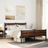 Bed Frame without Mattress Brown Oak 150x200 cm King Size Engineered Wood 4017346