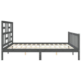 ZNTS Bed Frame without Mattress Grey 200x200 cm Solid Wood Pine 3193098