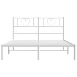 Metal Bed Frame without Mattress with Headboard White 150x200cm 355514
