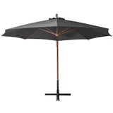 Hanging Garden Parasol Anthracite Solid Fir Wood Large 313768