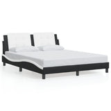 Bed Frame with LED without Mattress "Zadar" Black and White 160x200 cm 3214122