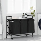 Laundry Basket 3 Compartments with Wheels Grey Sonoma 859093