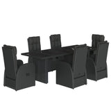 7 Piece Garden Dining Set with Cushions Black Poly Rattan 3277653