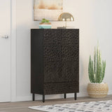 Highboard Black 60x33x100 cm Solid Wood Mango 356849