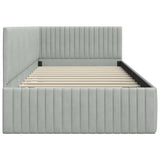 Corner Bed Frame Light Grey 100 cm x 200 cm Velvet 42016276