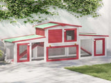 Outdoor Large Rabbit Hutch Red and White 201x45x85 cm Wood 170845