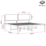 Bed Frame with Upholstered Headboard Whitewash and Taupe 3405094